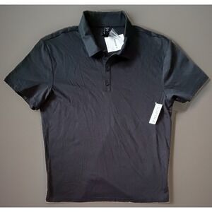 New Forever 21 Short Sleeve Polo Shirt Solid Black Pima Cotton Medium NWT JBHS